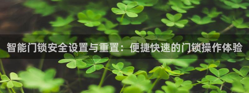 金年会中国金年会登录：智能门锁安全设置与重置：便捷快速的门锁